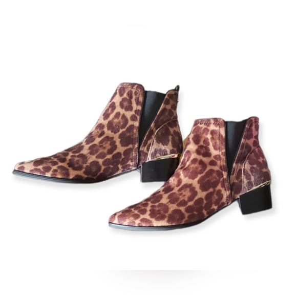 Nine West Black Brown Animal Print Hartyn Booties NWOT - Picture 4 of 5